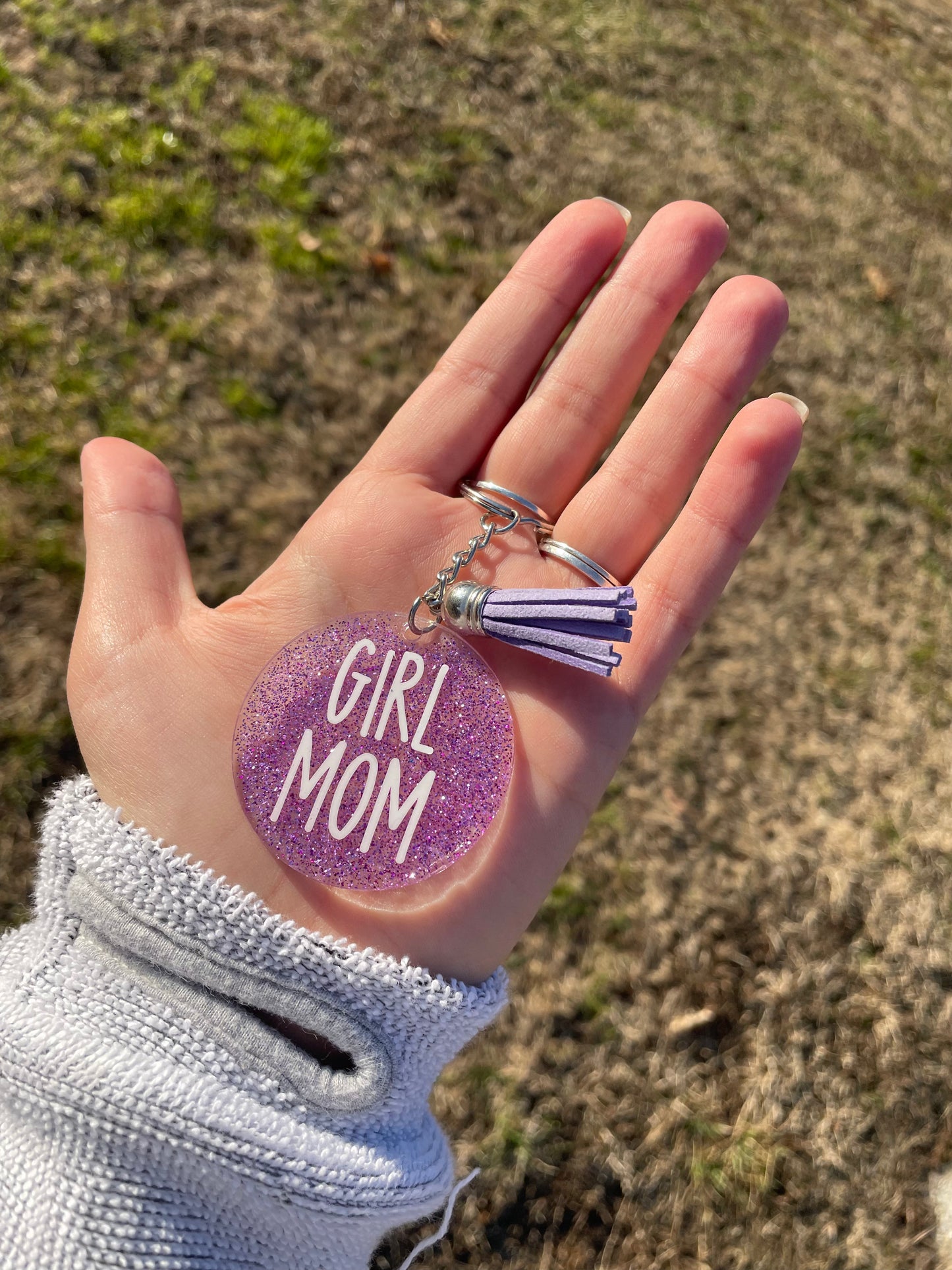 Girl mom keychain