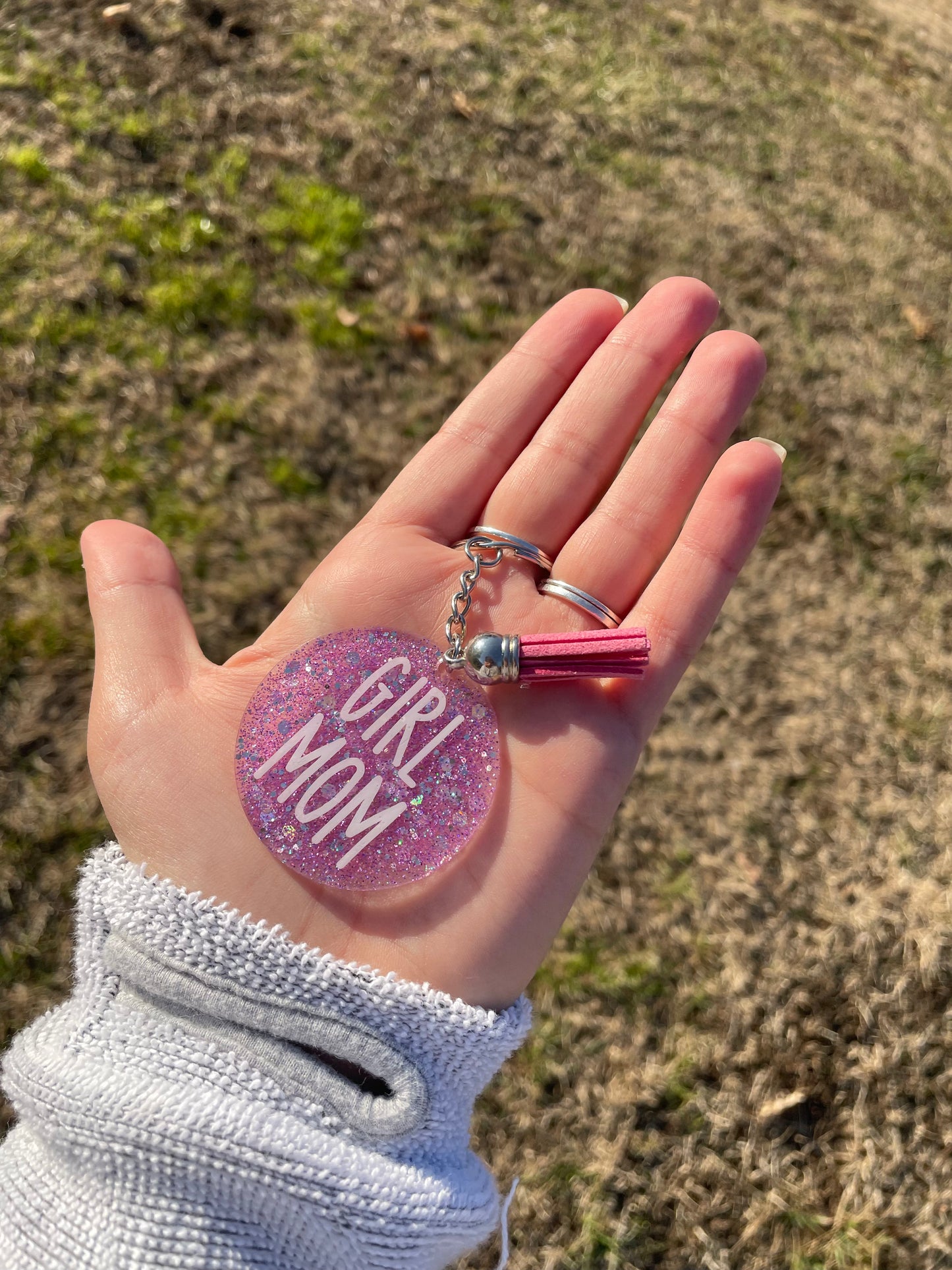 Girl mom keychain