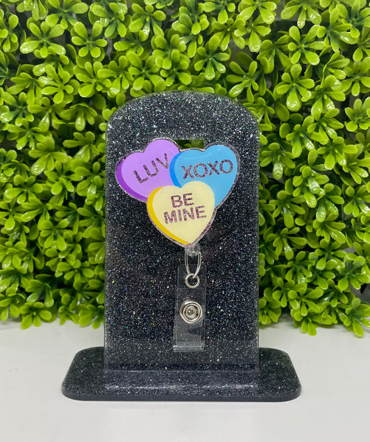 Candy heart badge reel
