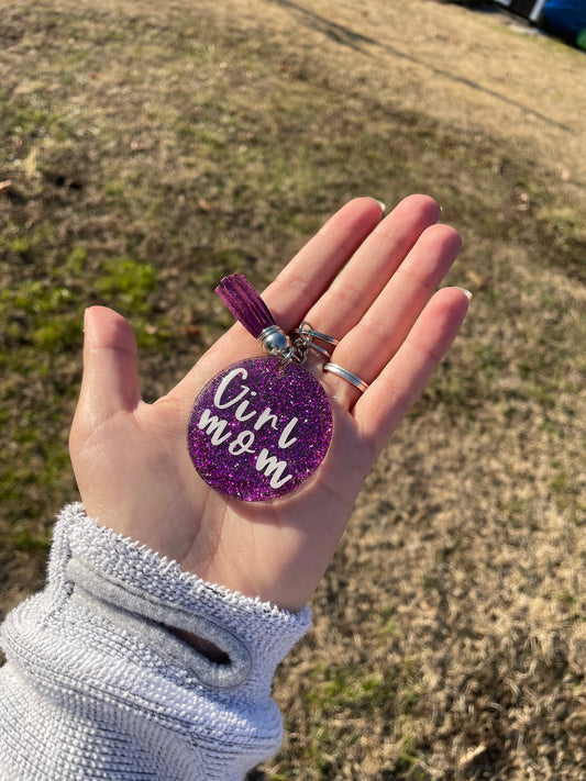 Girl mom keychain